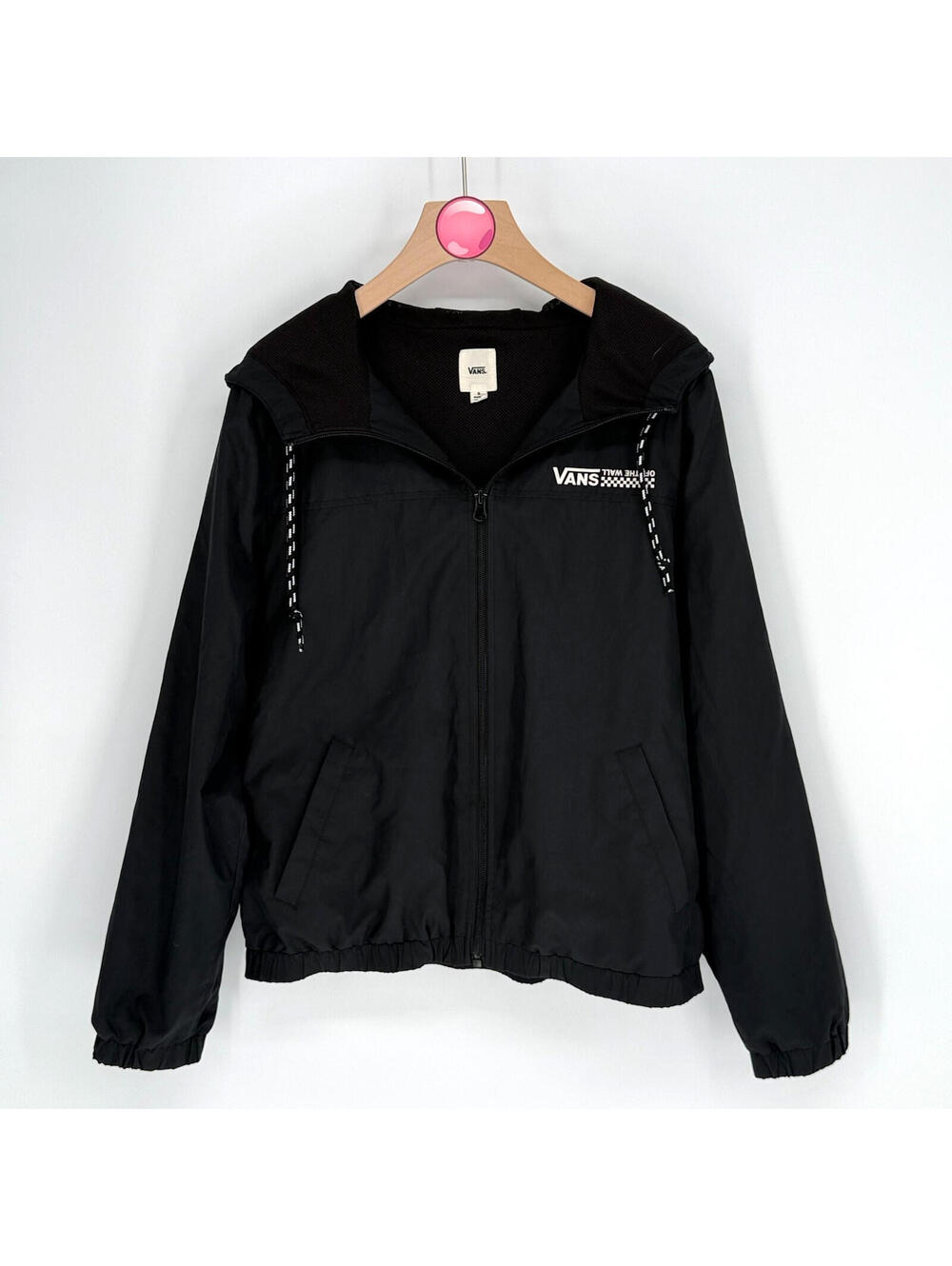 Vans Off The Wall Hooded Windbreaker Jacket Black Skatewear Streetwear Women’s S